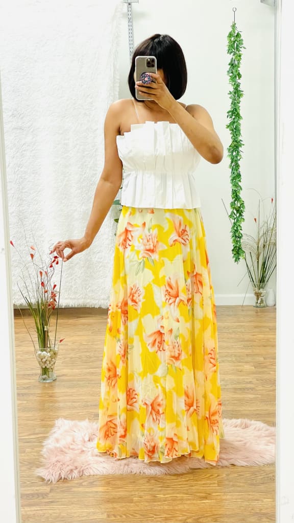 Yellow floral maxi skirt Clearance