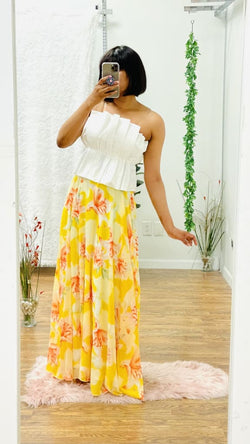 Cari floral print maxi skirt - Yellow / S