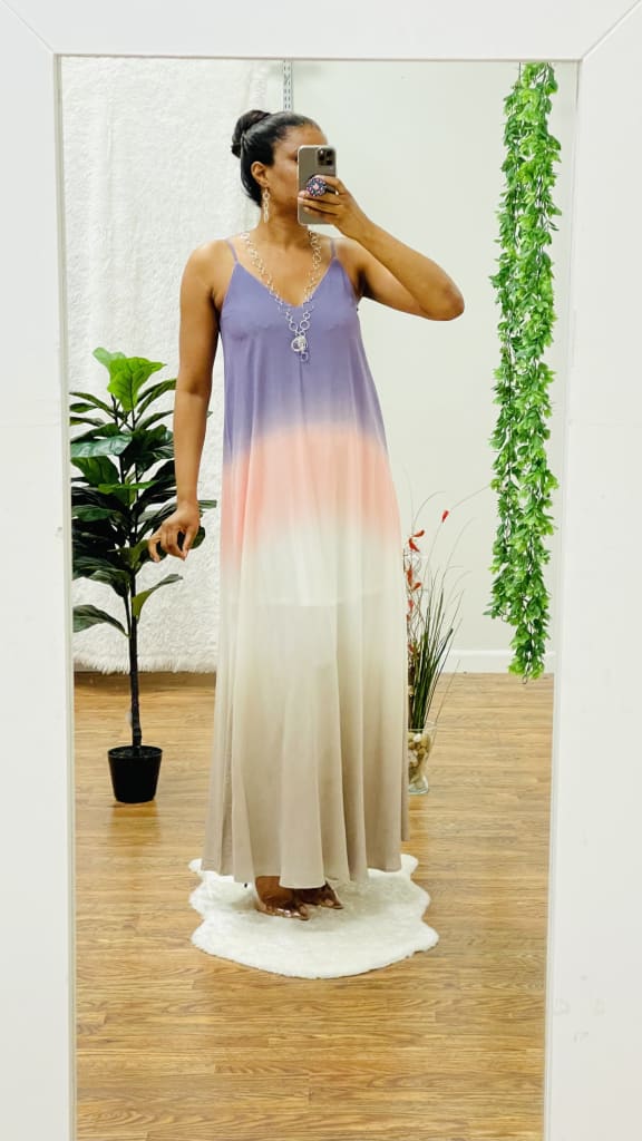 Ellie maxi dress - Purple printed / S