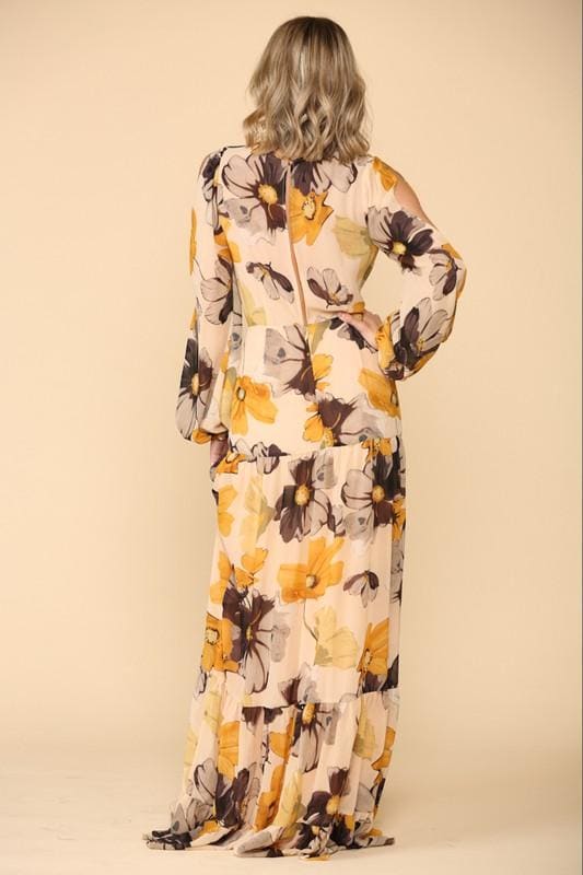 Floral print open sleeves Maxi Dress