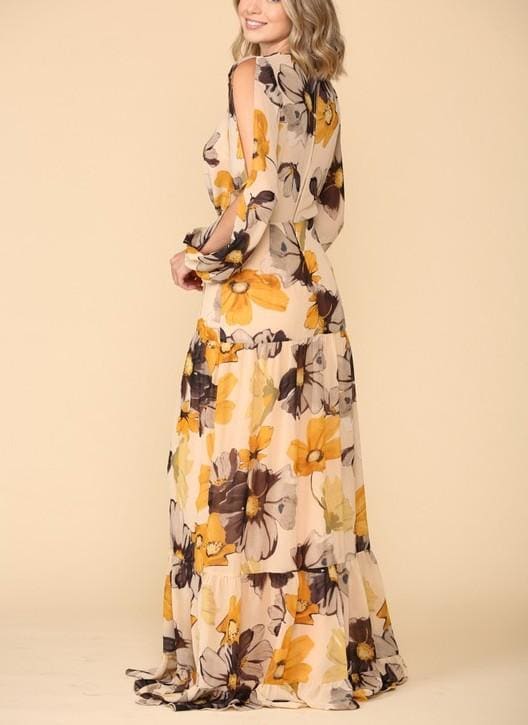 Floral print open sleeves Maxi Dress