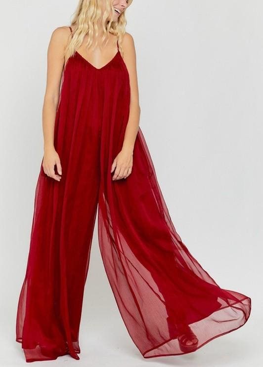 Flowy chiffon adjustable strap jumpsuit