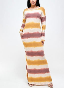 French kerry Knitstripe print long sleeve dress - S / Multi