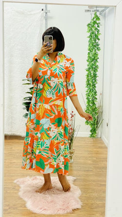 Gianna dress - One Size / Orange printed