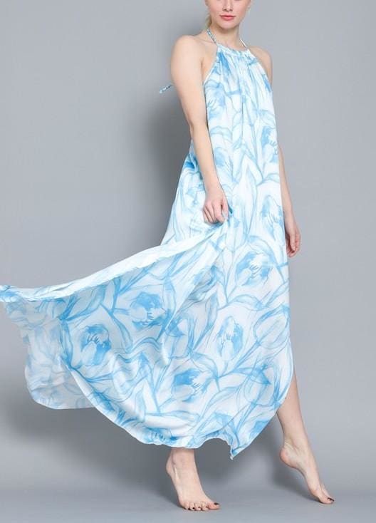Halter maxi dress - M / Blue/white