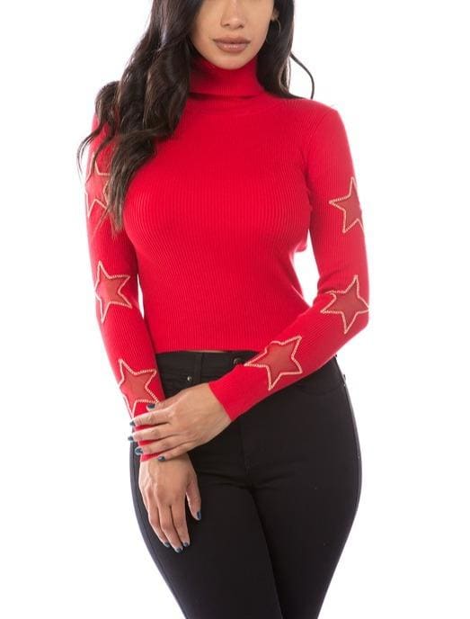 Knit turtle neck sweater - S / Red