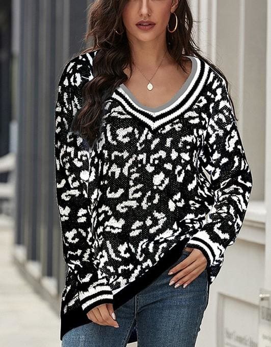 Leopard print sweater - S / Black