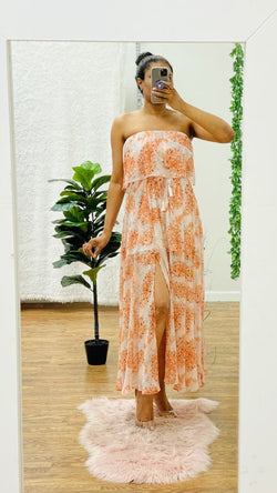 Off shoulder maxi dress - Blush multi / L