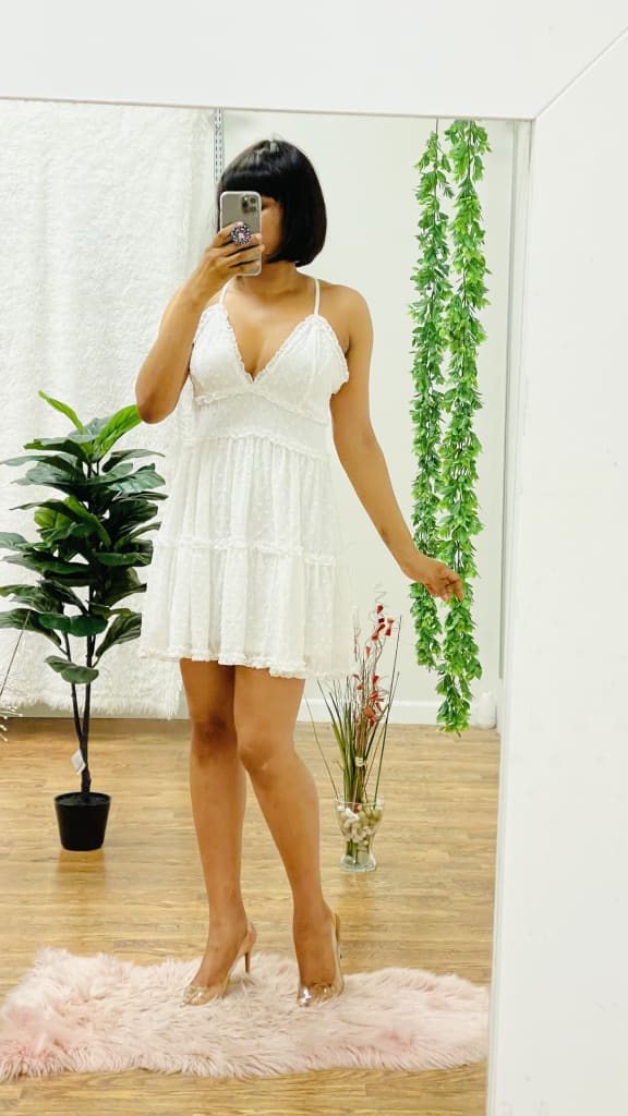 Penny ruffle trim mini dress - L / white