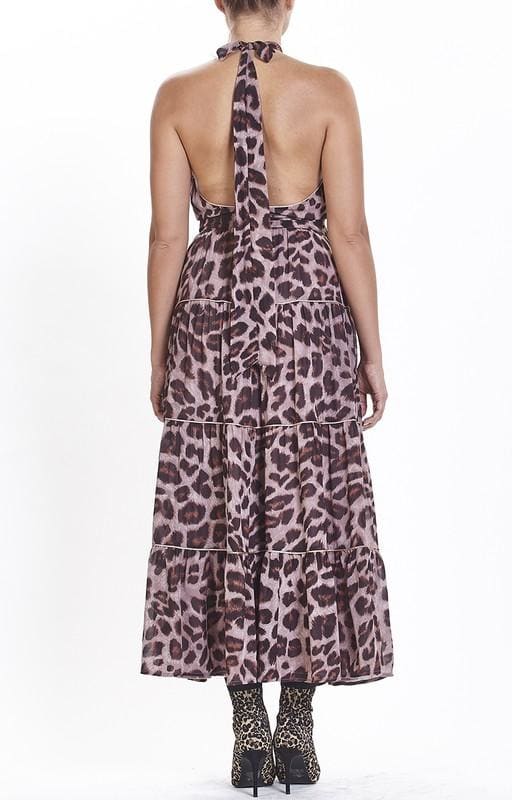 Printed leopard halter top maxi dress