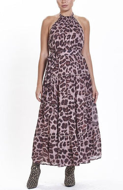 Printed leopard halter top maxi dress - S / Printed